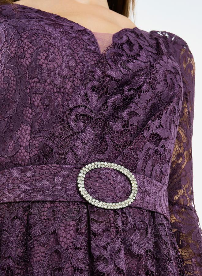 House of Moda Women Lace Flare Sleeve Midi Dress - Image 4